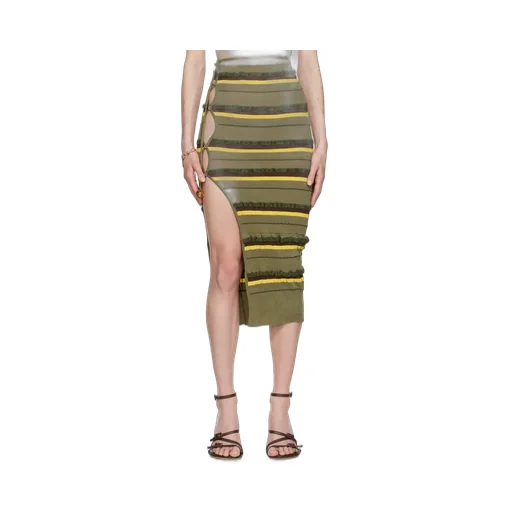 Asymmetric Striped Skirt