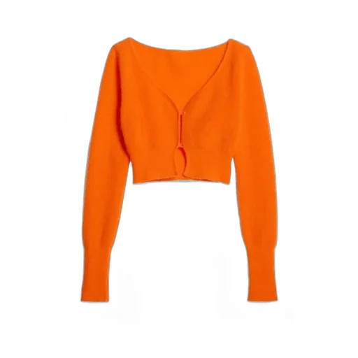 V-Neck Buttoned Cropped Cardigan