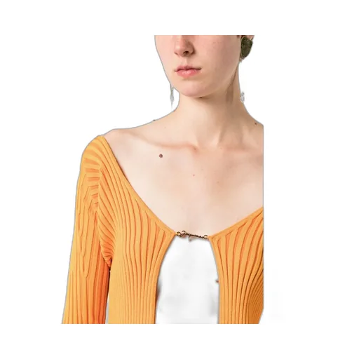 Logo-Plaque Ribbed-Knit Cardigan