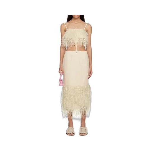 La Robe Raphia Cut-Out Open Back Midi Dress