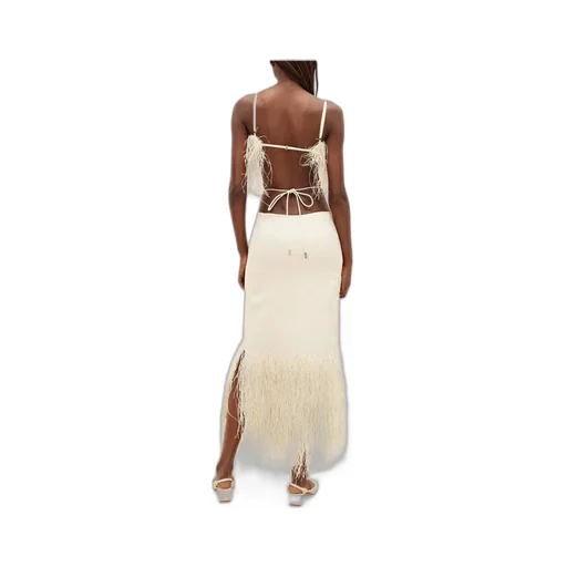La Robe Raphia Cut-Out Open Back Midi Dress