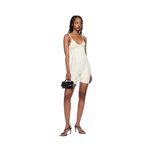 Rib-Knit Panelled Playsuit