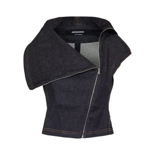 High Collar Denim Vest