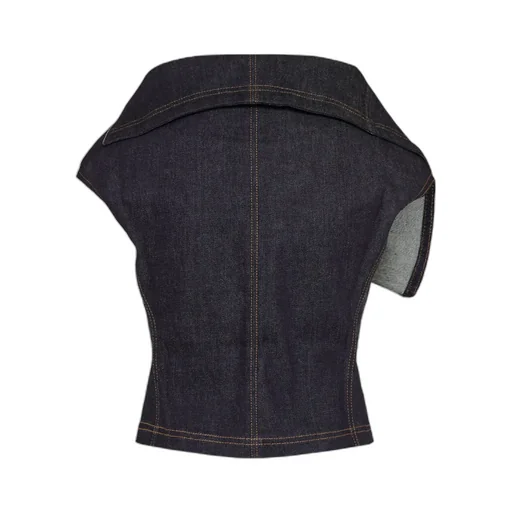 High Collar Denim Vest