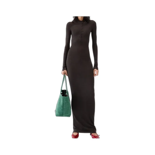 Collared Long-Sleeve Knit Dress