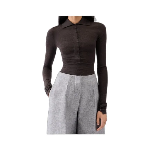Collared Long-Sleeve Knit Top
