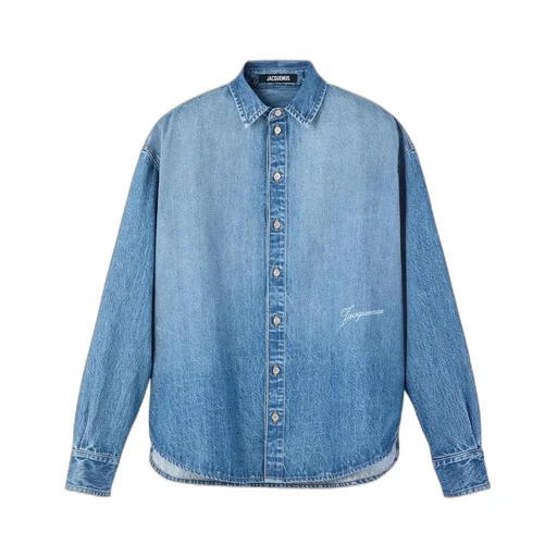 Logo Embroidered Button-Up Denim Shirt