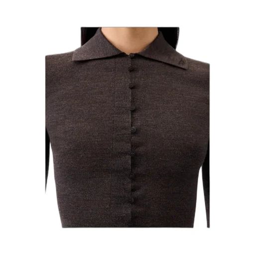 Collared Long-Sleeve Knit Top
