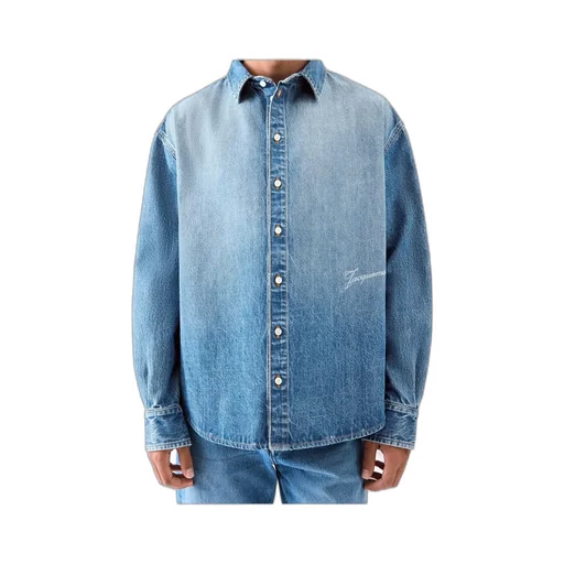 Logo Embroidered Button-Up Denim Shirt