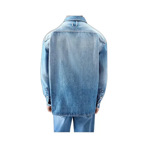 Logo Embroidered Button-Up Denim Shirt