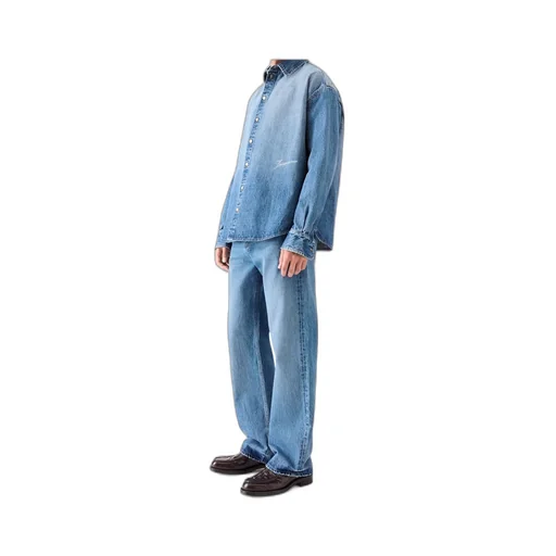 Logo Embroidered Button-Up Denim Shirt
