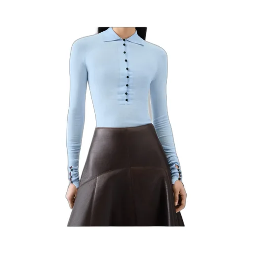 Collared Long-Sleeve Knit Top