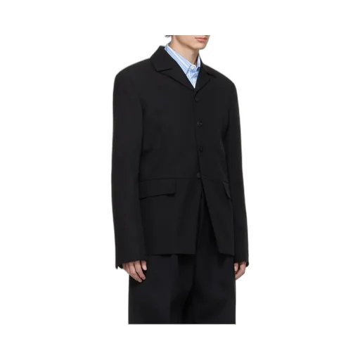 Buttoned Collarless Blazer