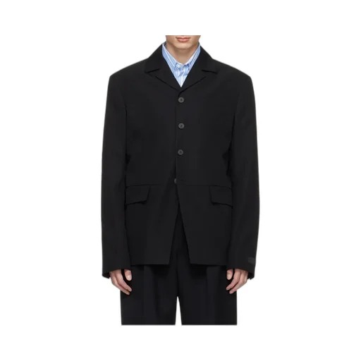 Buttoned Collarless Blazer