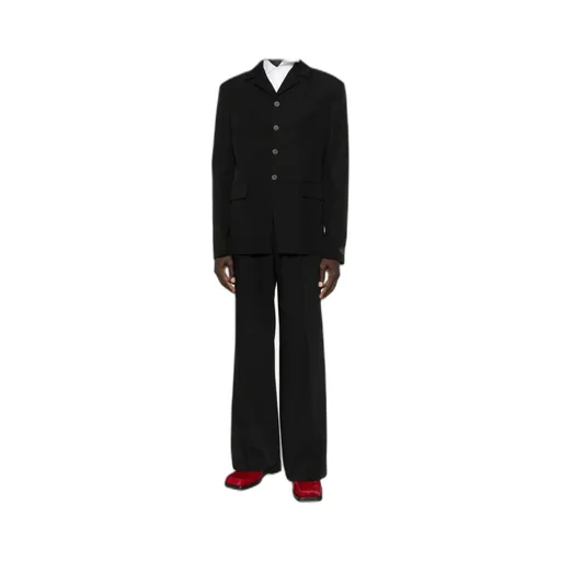 Buttoned Collarless Blazer