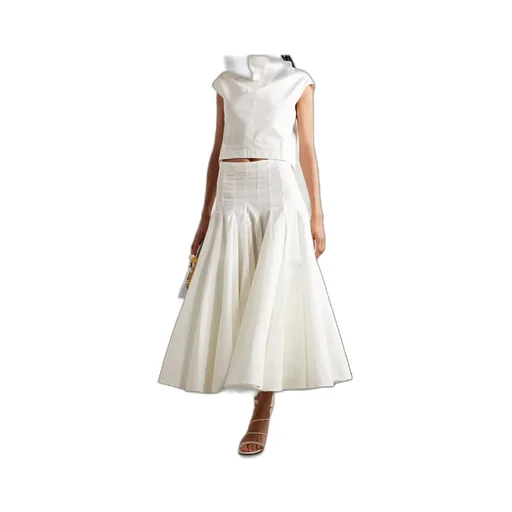 High Waisted Pleated Midi Skirt