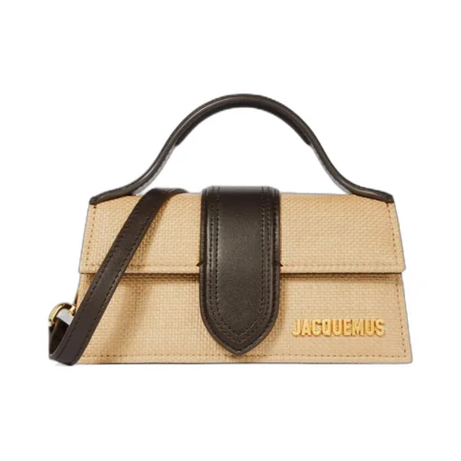 Logo Plaque Woven Top Handle Bag