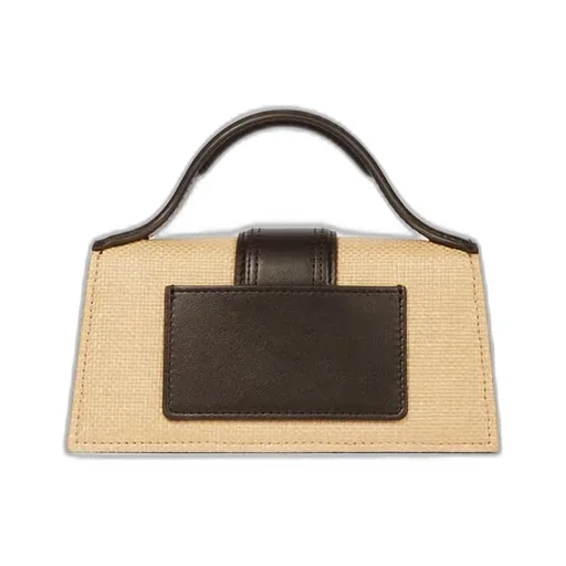 Logo Plaque Woven Top Handle Bag