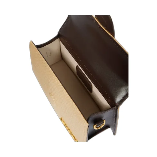 Logo Plaque Woven Top Handle Bag