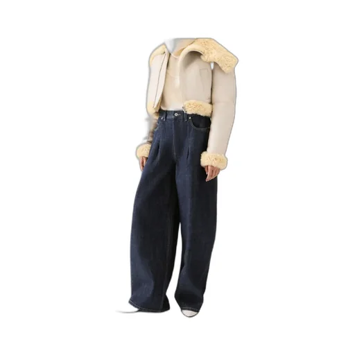 High-Waisted Curved Leg Jeans