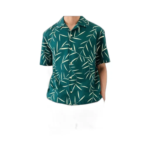 Leaf Printed Short-Sleeved Shirt