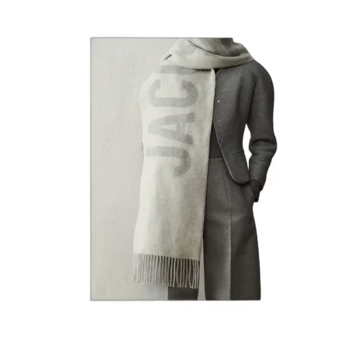Logo Detailed Fringed Edge Scarf