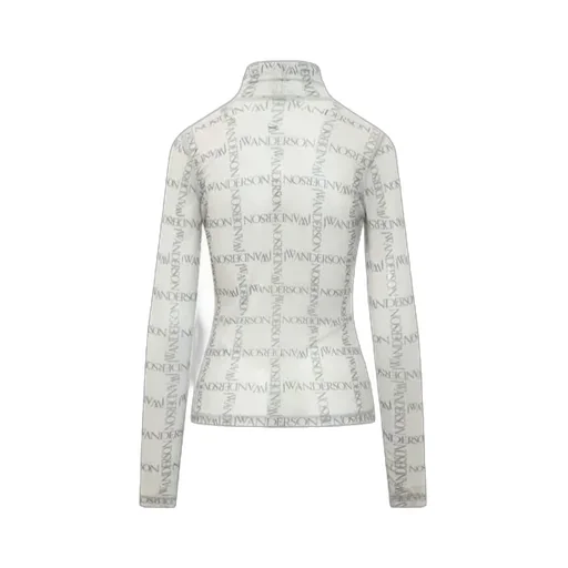 Logo Printed Semi-Sheer Top