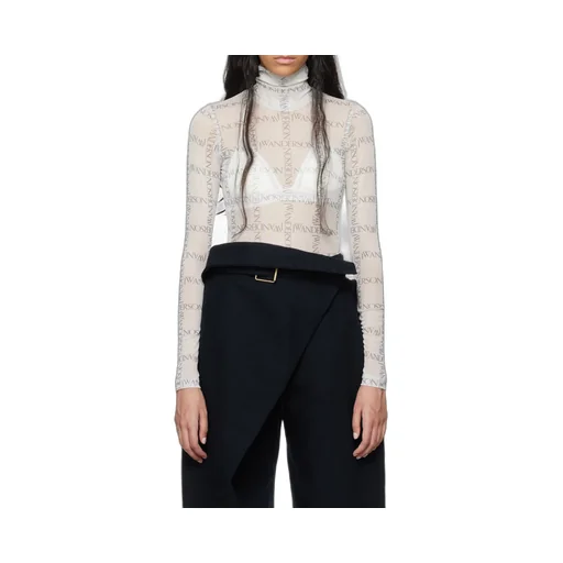 Logo Printed Semi-Sheer Top