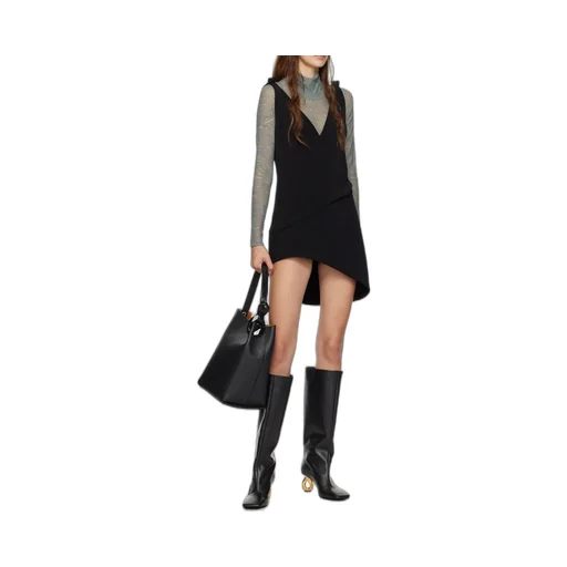 Chain Heel Square-Toed Boots