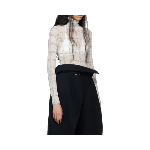Logo Printed Semi-Sheer Top
