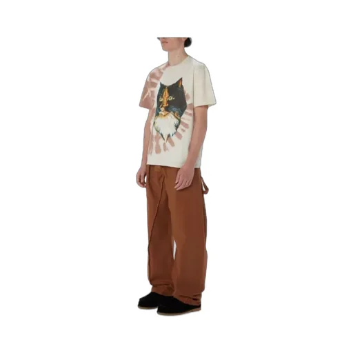 Cat-Printed Tie-Dye T-Shirt