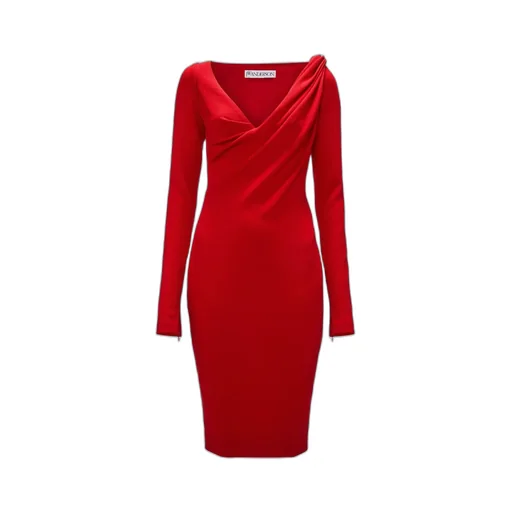 V-Neck Ruched Midi Dress