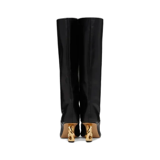 Chain Heel Square-Toed Boots