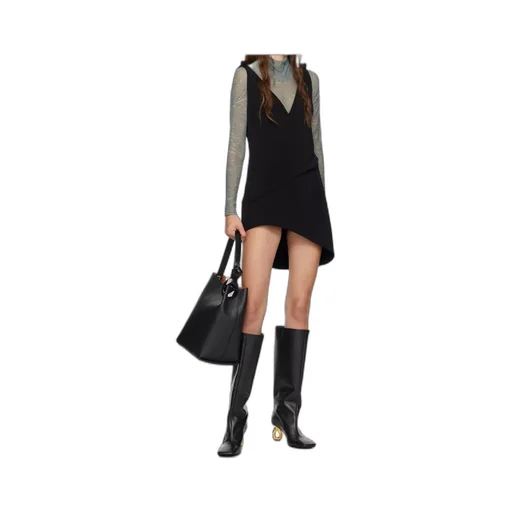 Chain Heel Square-Toed Boots