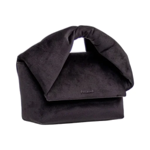 Logo Detailed Midi Velvet Handbag