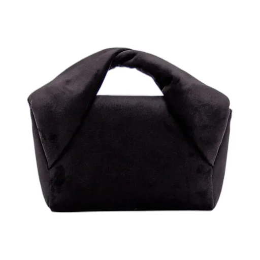 Logo Detailed Midi Velvet Handbag