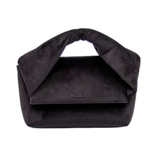 Logo Detailed Midi Velvet Handbag
