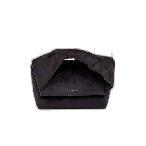 Logo Detailed Midi Velvet Handbag