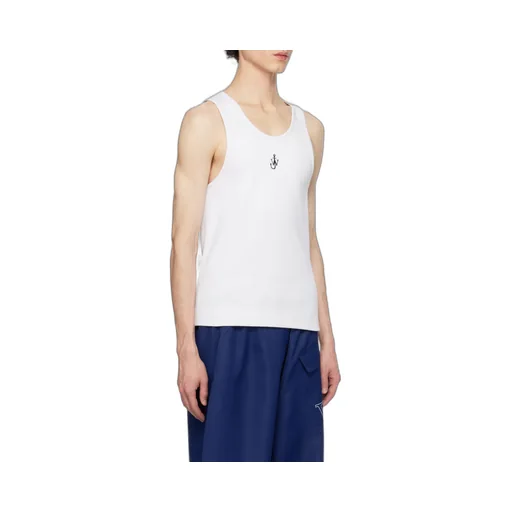 Logo-Embroidered Ribbed-Knit Sleeveless Tank Top