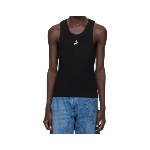 Logo-Embroidered Ribbed-Knit Sleeveless Tank Top