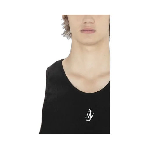 Logo-Embroidered Ribbed-Knit Sleeveless Tank Top