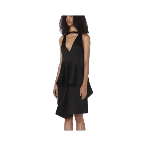 V-Neck Ruffled Hem Satin Top