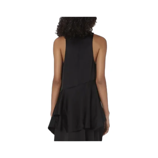 V-Neck Ruffled Hem Satin Top
