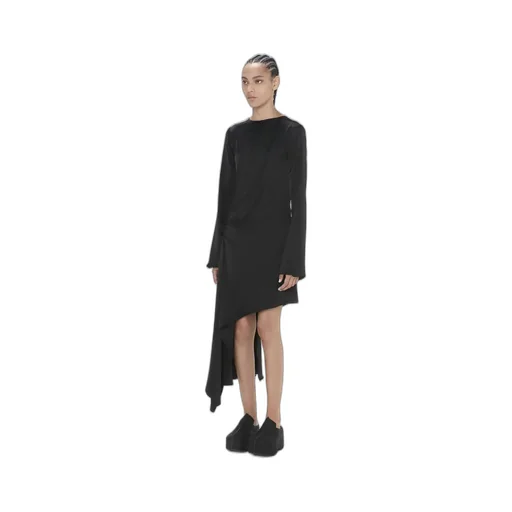 Long-Sleeve Asymmetric-Hem Dress