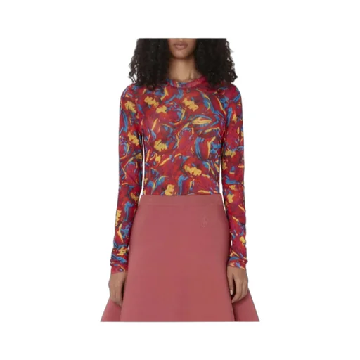 Abstract Pattern Print Long-Sleeved T-Shirt
