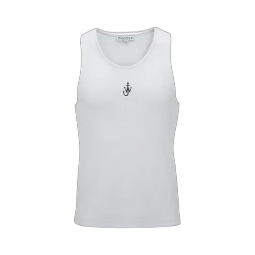 Logo-Embroidered Ribbed-Knit Sleeveless Tank Top