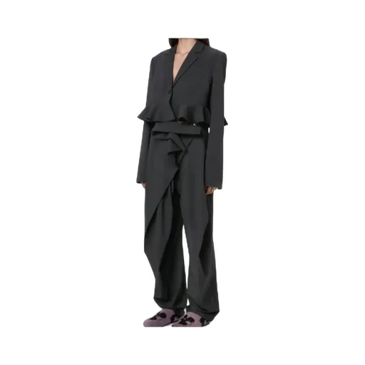 Ruffled-Trim Cropped Blazer