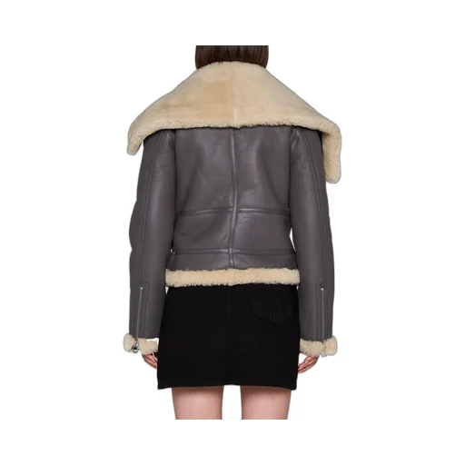 Fleece-Collar Leather Jacket