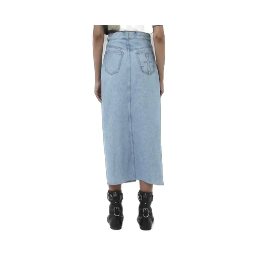 Asymmetric Denim Midi Skirt