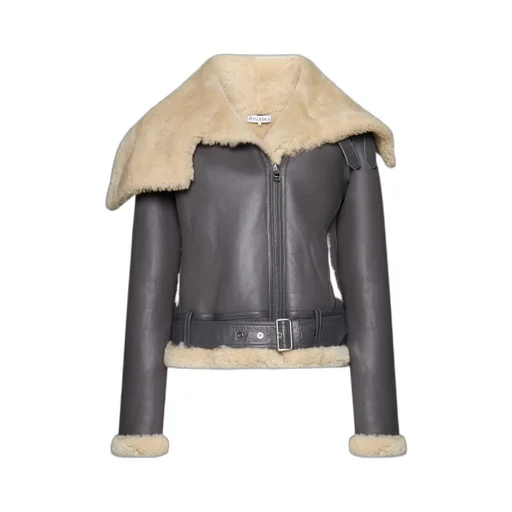 Fleece-Collar Leather Jacket